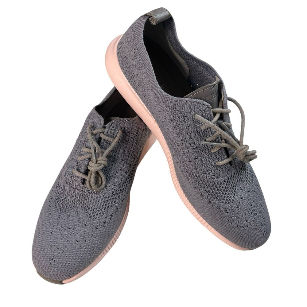 Cole Haan 2. Zero Grand OS Shoes Women 8.5B Pink Soles Gray Mesh Oxford